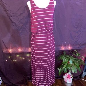 Maroon striped maxi dress
